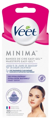 Veet Minima Bandes de Cire Easy-Gel Visage 20 Bandes