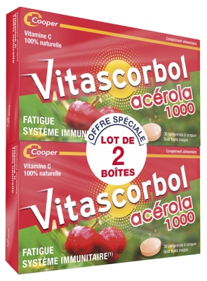 Vitascorbol Acérola 1000 Lot de 2 x 30 Comprimés à Croquer