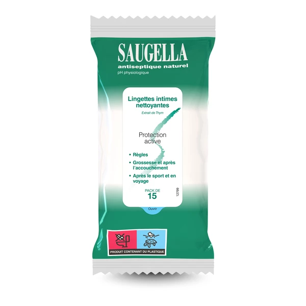 Saugella antiseptique naturel lingettes intimes