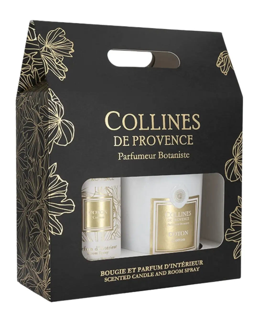 [NgRT011uyRT0006506] Coffret Bougie et Parfum d'Intérieur Coton Collines de Provence