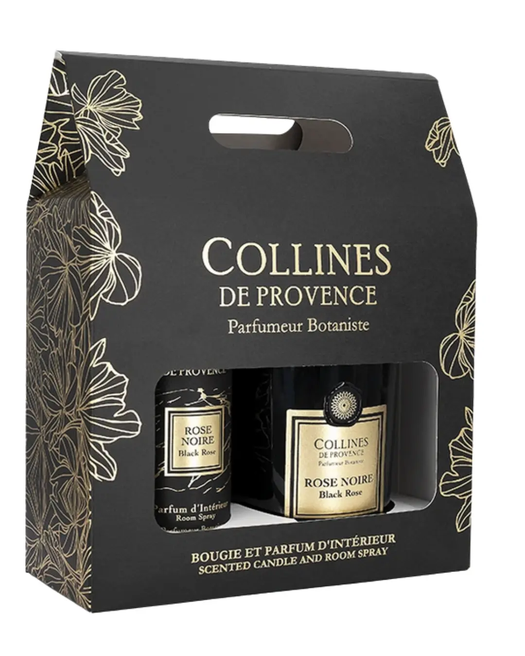 [NgRT011uyRT0006509] Coffret Bougie et Parfum d'Intérieur Rose Noire Collines de Provence