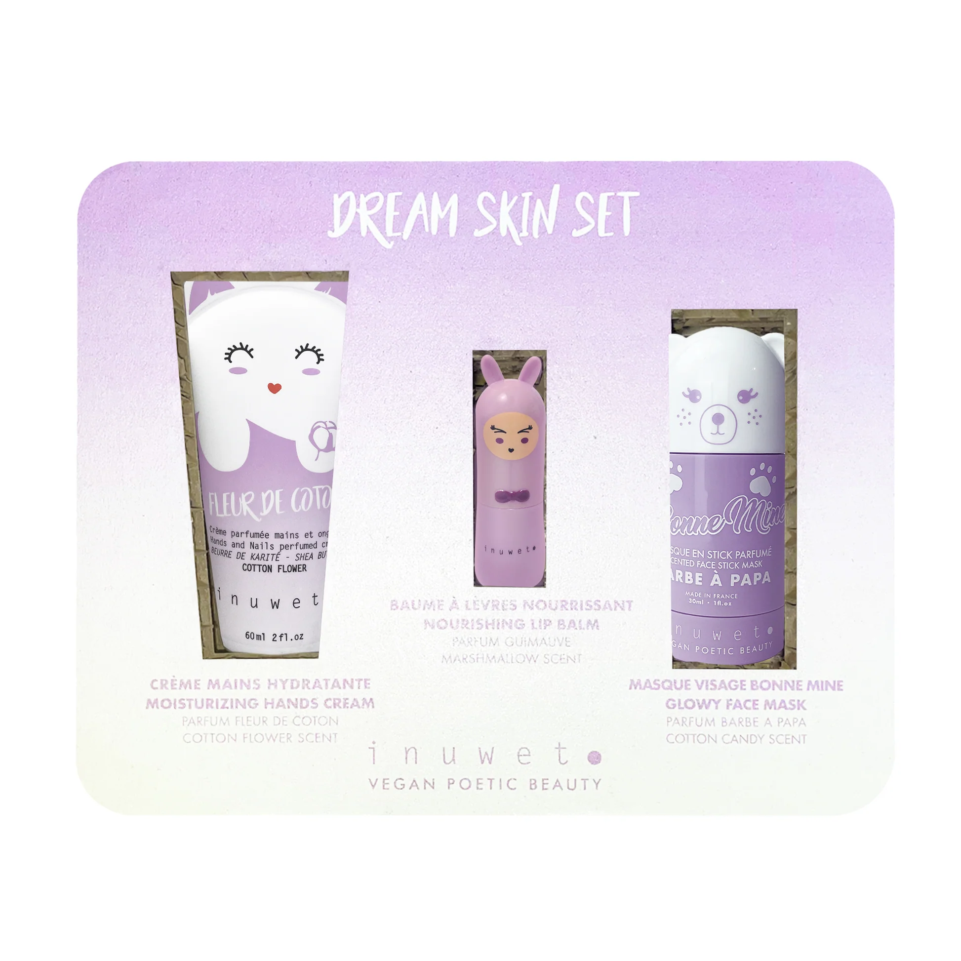 [NgRT011uyRT0006525] Coffret 3 Soins Dream Mauve Inuwet