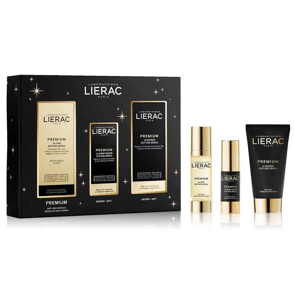Coffret Noël Premium La Cure 30ml + Crème Regard 15ml & Masque 75ml Offerts Lierac