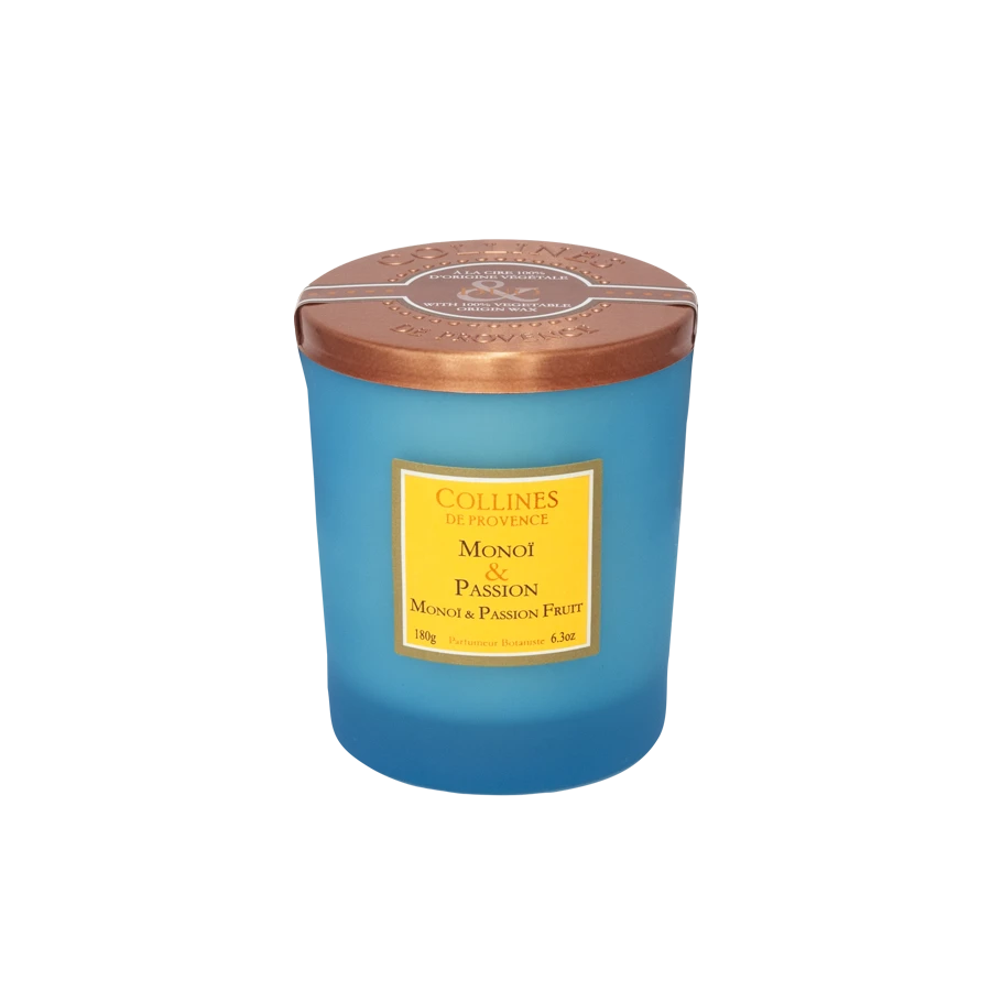 [NgRT011uyRT0006749] Bougie Parfumée Monoï & Passion 180g Collines de Provence