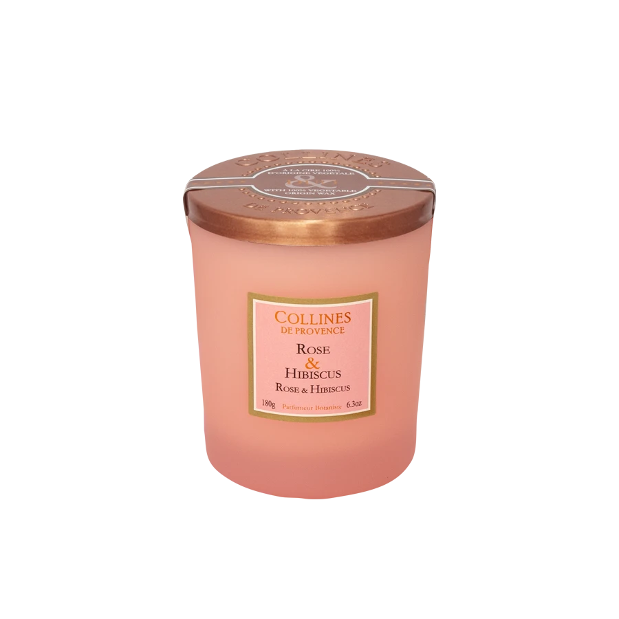 Bougie Parfumée Rose & Hibiscus 180g Collines de Provence