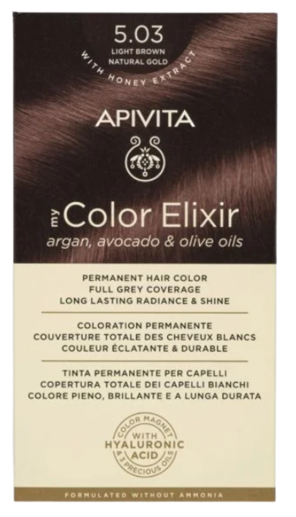[NgRT011uyRT0006800] Coloration Permanente 5.03 Brun Clair Naturel Doré My Color Elixir Apivita