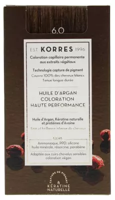 [NgRT011uyRT0006816] Coloration Permanente Huile d'Argan - 6.0 Blond Foncé Korres
