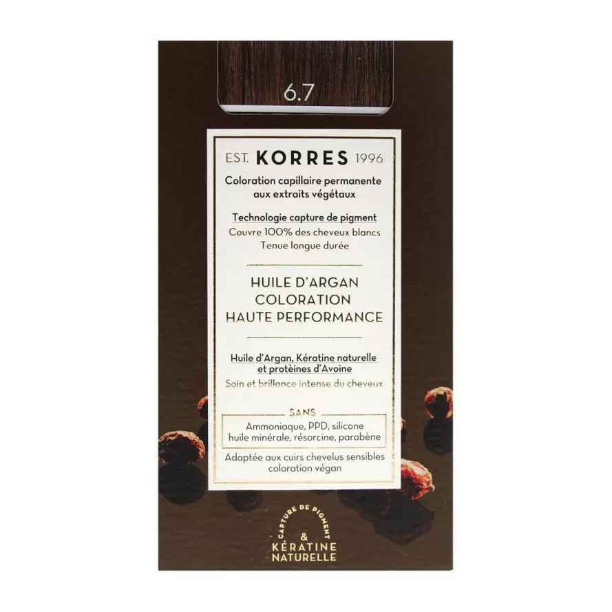 [NgRT011uyRT0006833] Coloration permanente huile d'argan, blond foncé marron 6.7 Korres