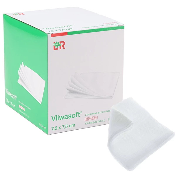 [844FgT00004vr9f] Compresses non tissées stériles 7,5 x 7,5 cm Lohmann Vliwasoft