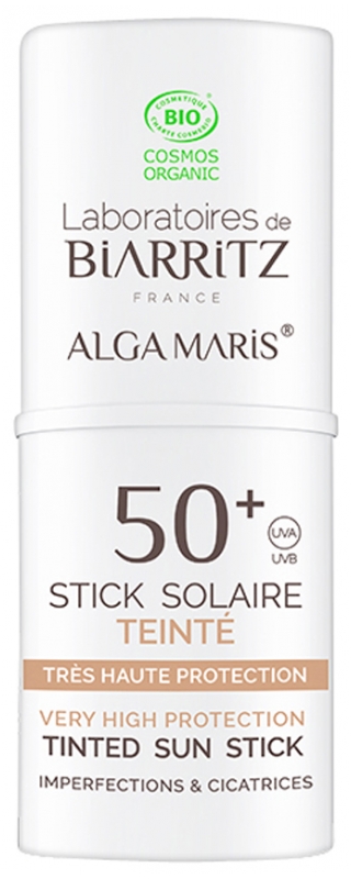 [NgRT011uyRT0001628] Alga Maris Stick Solaire Teinté SPF50+ Bio 9 ml Laboratoires de Biarritz