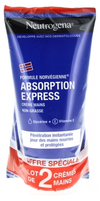 Crème Mains Absorption Express Lot de 2 x 75ml Neutrogena