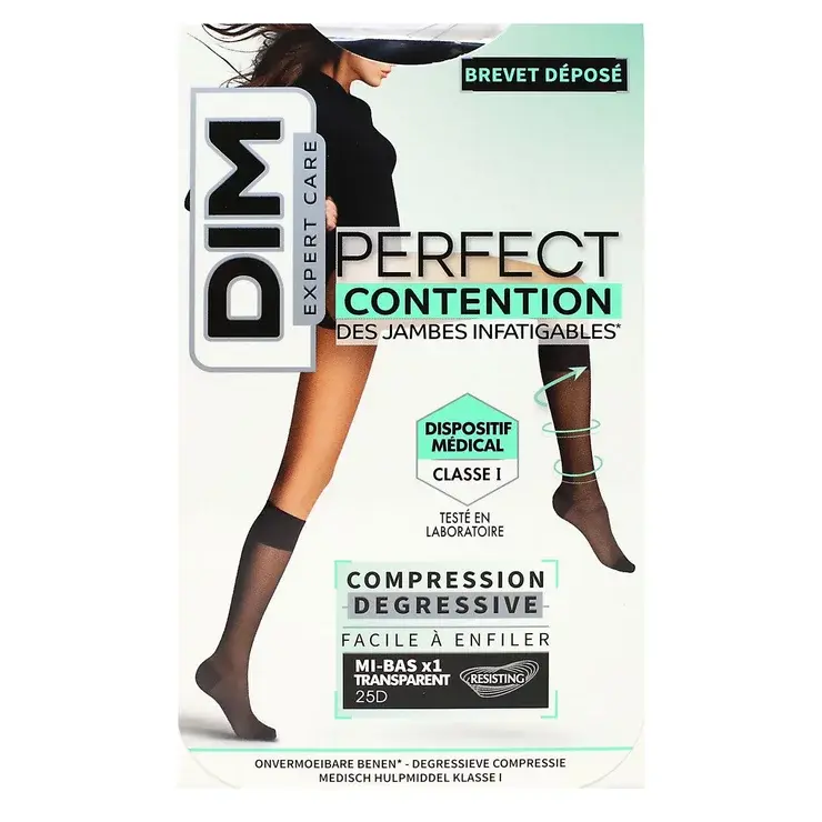 DIM Expert Care Perfect Mi-Bas de Contention Noir Transparent 1 Paire