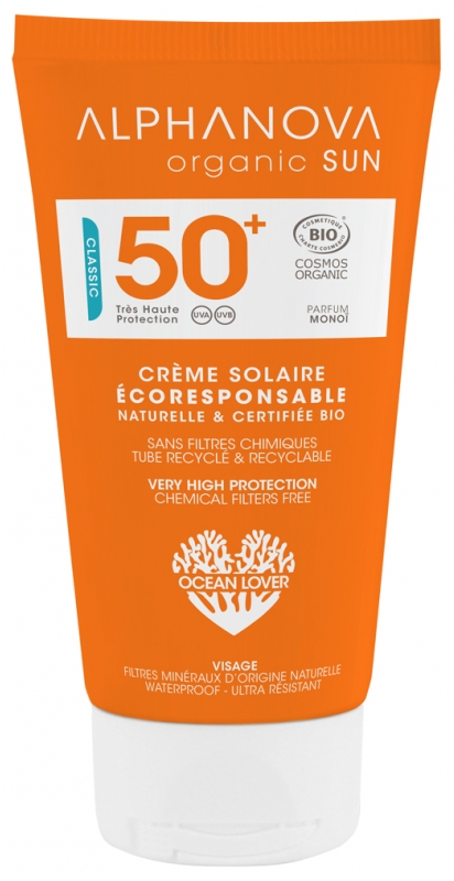 Sun Crème Solaire Visage Écoresponsable SPF50+ Bio 50 g Alphanova 