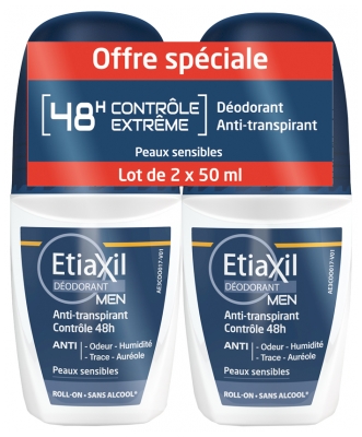 Déodorant Anti-Transpirant Homme 48H Roll-On Lot de 2 Etiaxil Cooper