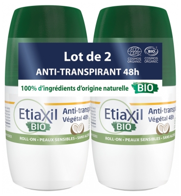 Déodorant Anti-Transpirant Végétal Bio 48H Roll-On Lot de 2 Etiaxil Cooper