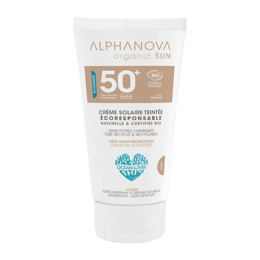 [NgRT011uyRT0001758] Sun Sensitive Crème Solaire Teintée Nude Sans Parfum SPF50+ Bio 50 g Alphanova