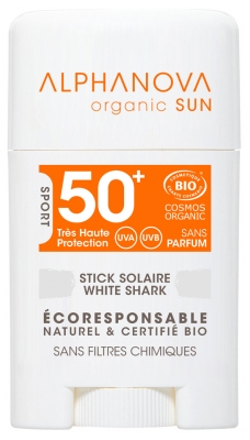 [844FgT8398509] Alphanova Sun Stick Solaire White Shark Visage SPF50+ Bio 12 g