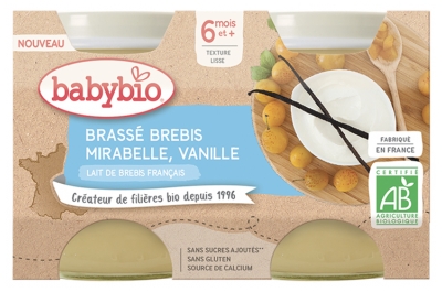 [844FgT8399264] Babybio Brassé Brebis Mirabelle Vanille 6 Mois et + Bio 2 Pots de 130 g