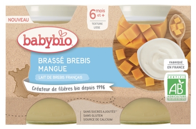 [844FgT8399273] Babybio Brassé Brebis Mangue 6 Mois et + Bio 2 Pots de 130 g