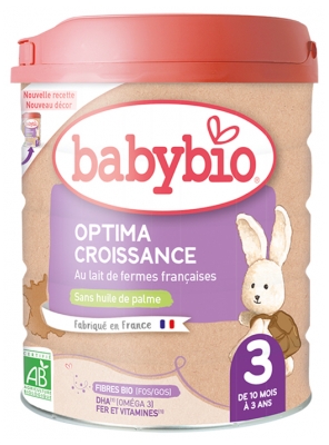 [844FgT8399276] Babybio Optima Croissance 3 au Lait de Fermes Françaises de 10 Mois à 3 Ans Bio 800 g