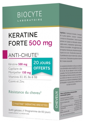 [844FgT8401635] Biocyte Keratine Forte Anti-Chute 3 x 40 Gélules