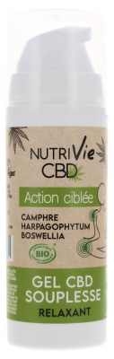 [844FgT8402968] CBD Cannabidiol Nutrivie Gel Souplesse CBD Relaxant Bio 30 ml