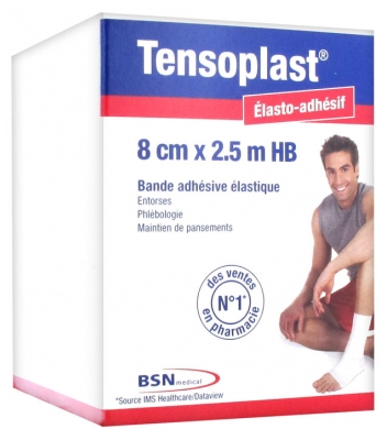[844FgT8425744] Essity Tensoplast Bande Adhésive Élastique 8 cm x 2,5 m HB