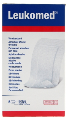 [844FgT8425764] Essity Leukomed 5 Pansements Absorbants Non-Tissés 8 x 15 cm