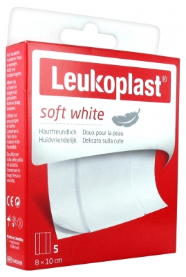 [844FgT8425820] Essity Leukoplast Soft White 5 Pansements 8 x 10 cm