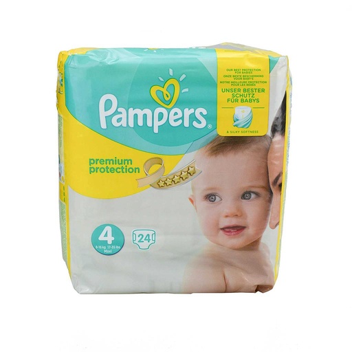 Premium Protection 24 Couches Taille 4 (8 à 16 kg) Pampers