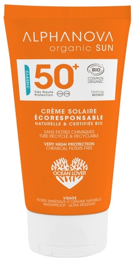 Sun Crème Solaire Visage Écoresponsable SPF50+ Bio 50 g Alphanova
